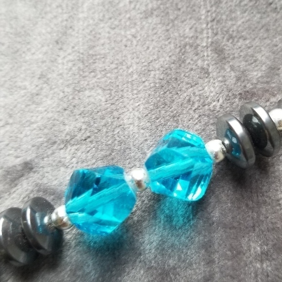 Ocean Blue Statement Heart Necklace - Picture 6 of 8